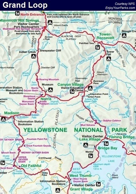 The Grand Loop Yellowstone National Park Maps Resor Wyoming