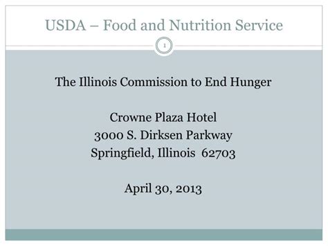 The food and nutrition service is an agency of the united states department of agriculture. PPT - USDA - Food and Nutrition Service PowerPoint ...