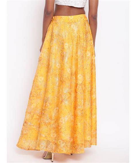 Yellow Foil Organza Skirt Truebrowns Lifestyle Pvt Ltd 3061545