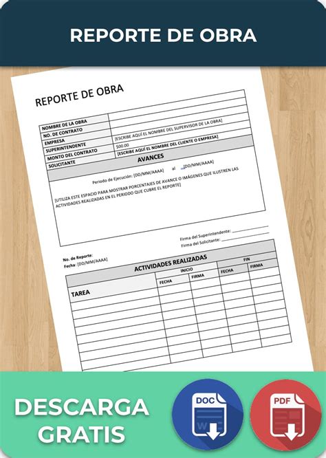 Reporte De Obra Ejemplos Formatos【 2022