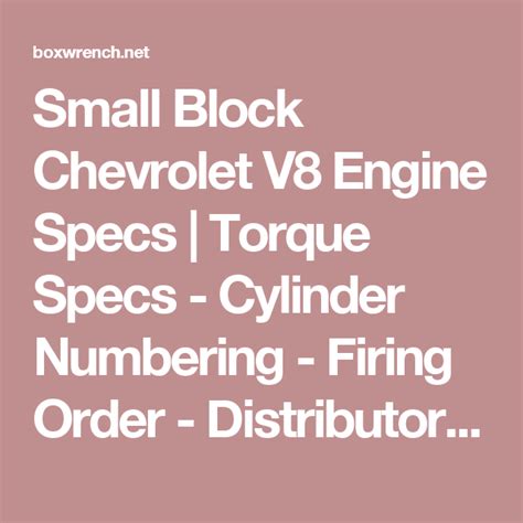 Small Block Chevrolet V8 Engine Specs Torque Specs Cylinder