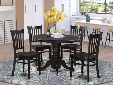 Free delivery & warranty available. SHGR5-BLK-W 5 Pc small Kitchen Table set-Round Table and 4 ...