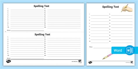 Editable Spelling Test Template Ela Resources For Kids