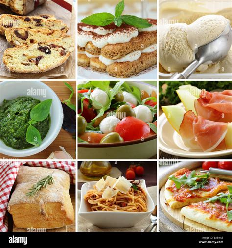 Collage Menu Italian Food Pyramid Desserts Salads Pizza And Pasta