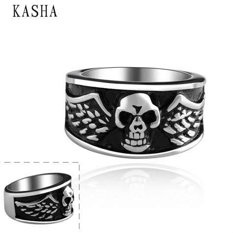 Stylish New 316l Stainless Steel Mens Skull Rings Punk Vintage Party