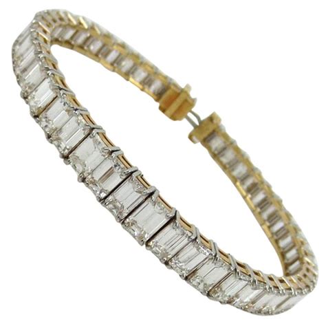 Sterling silver swarovski crystals secure closure with safety clasp. Tiffany 29.00 cts Tennis Bracelet Emerald Cuts Yellow Gold ...