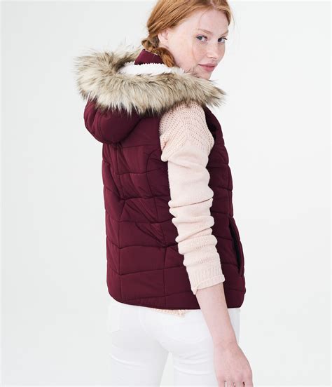 Solid Faux Fur Hooded Puffer Vest