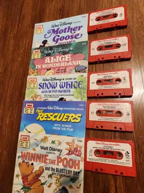 Walt Disney Storyteller 5 Cassette Tape And 7 Book Sets Snow White Bambi Dumbo 2299 Picclick