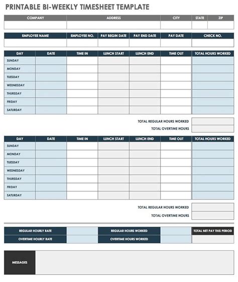 15 Free Timesheet Templates Employee Timecard Excel Examples