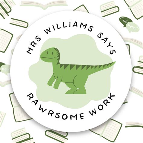 Personalised Dinosaur Rawrsome Work Reward Stickers — Myclassroom