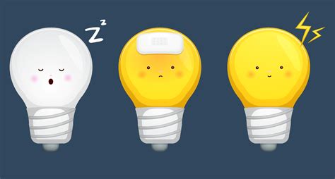 Cute Light Bulbs Cartoon Character 3428626 Vector Art At Vecteezy