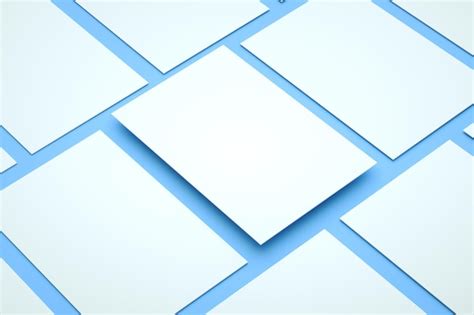 Papel Branco Tamanho A4 Simulado Em Fundo Azul Foto Premium