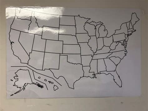 Copy King Blank Us Map Laminated Dry Erase Poster Reusable United