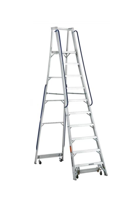 Louisville Ladder 10 Foot Aluminum Mobile Platform Rolling Ladder Ap5010