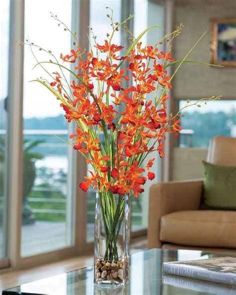 Designs by lauren artificial deluxe tropical arrangement in tapered vase. Dancing Orchid & Grass Silk Flower Arrangement | Fake ...