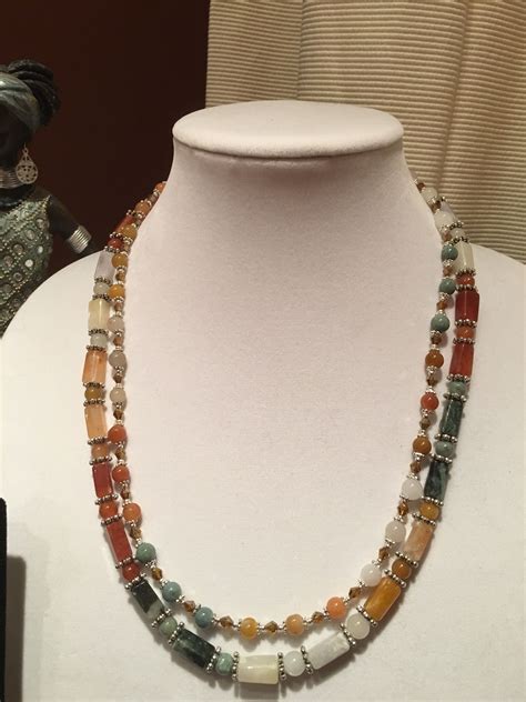Multi Colors Of Jade With Silver Findings And Crystals Beaded