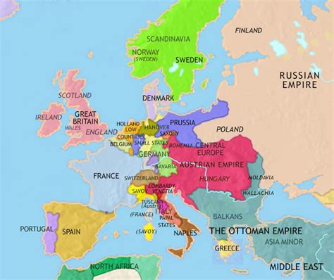 Map Of Europe In The Early 1800s Floria Anastassia