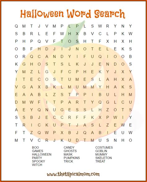 2 Free Halloween Word Search Printable Pages Halloween Word Search