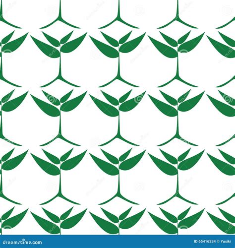 Growing Green Plants Seamless Pattern Stock Illustration