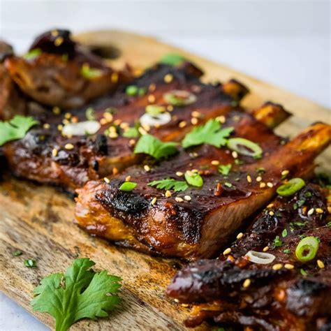 Spicy Sweet And Tangy Korean Ribs With Korean Bbq Sauce Garlic And Zest