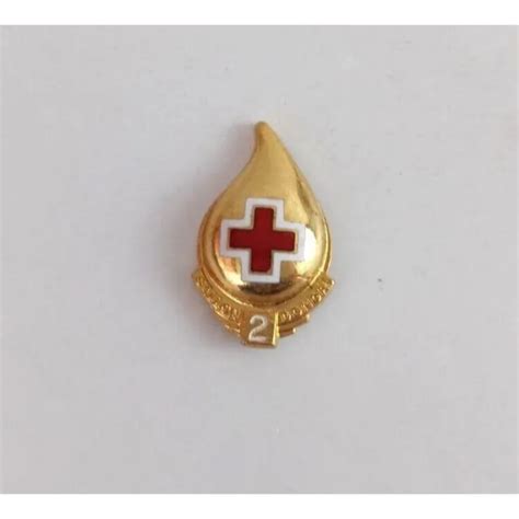 Vintage American Red Cross 2 Blood Droplet Donor Lapel Hat Pin 850