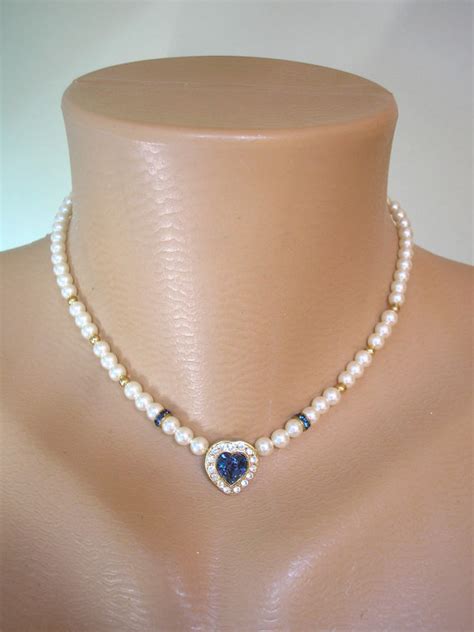 Sapphire And Pearl Bridal Necklace Pearl Bridal Choker Necklace And