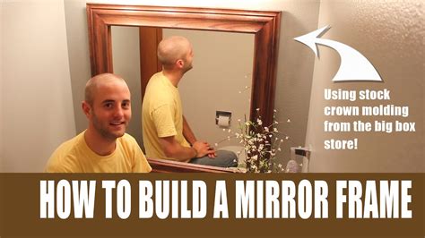 Hi there, what about using double sided tape to hang the frame on the mirror? How to build a mirror frame with store bought crown ...