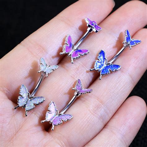 Belly Button Rings G Belly Rings Belly Piercing Butterfly Etsy