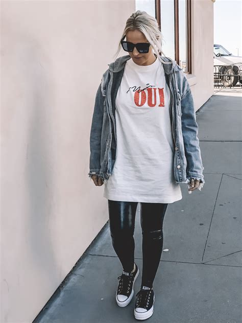 Oversized Tee And Leather Leggings Combo Purely Chic