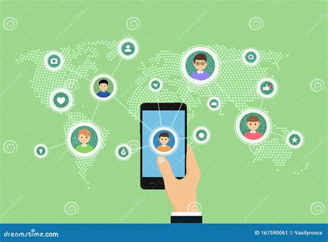 Social Media And Network Connection Map Concept Smartphone People