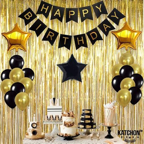 Happy Birthday Decorations Gold Black Decoration Kit Gold Etsy 18th