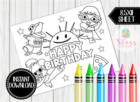 In the world of coloring books and coloring pages, anything is possible, too! RYAN'S WORLD PLACEMAT COLORING SHEET- DIGITAL FILE in 2020 ...