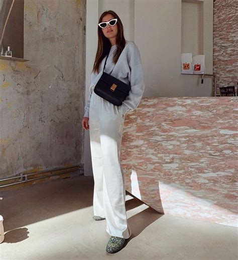 Darjabarannik Wearing Celine Classic Box Bag Gucci Embroidered Mules