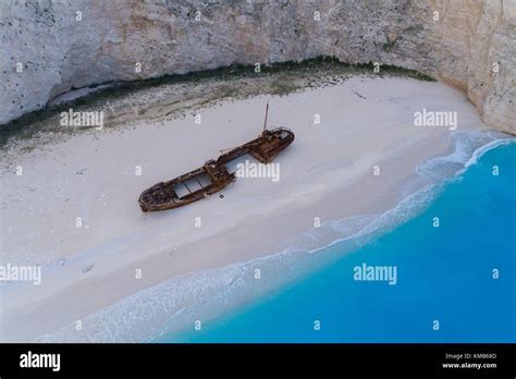 Aerial View Of Shipwreck Bay Navagio Beach Zakynthos Stock Photo Alamy