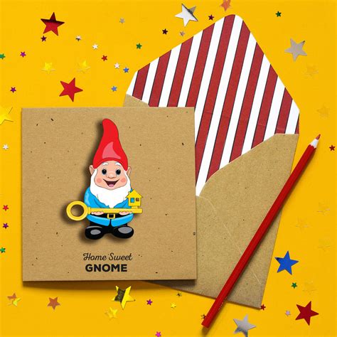 Imagine the hare & tortoise zipping across your bag or a jekyll & hyde bag that reverses from classy to quirky. handmade new home gnome card by tache | notonthehighstreet.com