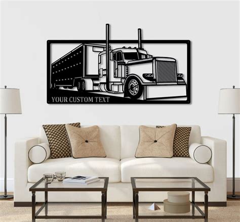 Metal Semi Truck And Trailer Semi Truck Metal Wall Decoration