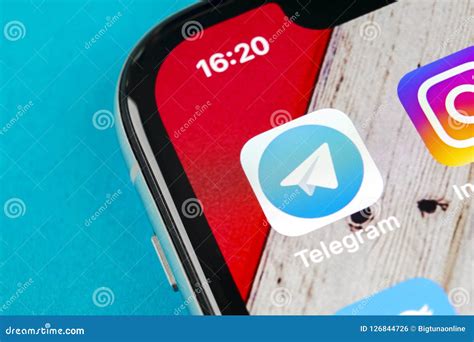 Telegram Application Icon On Apple Iphone X Screen Close Up Telegram