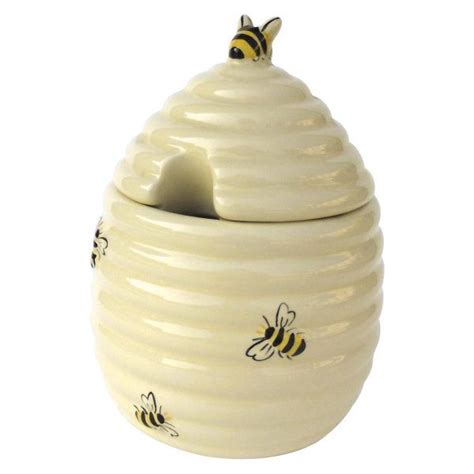 Yellow Honeypot With Lid Honey Bee Decor Honey Pot Bee Decor