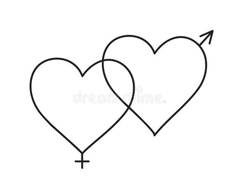 Gender Icon Hearts Symbol Line Drawing Vector Illustration Simple Design Stock Vector