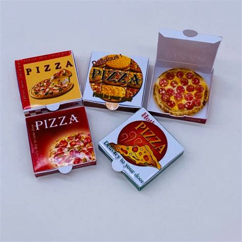 5 Pieces Miniature Pizza Boxes Decorate Dollhouse Etsy