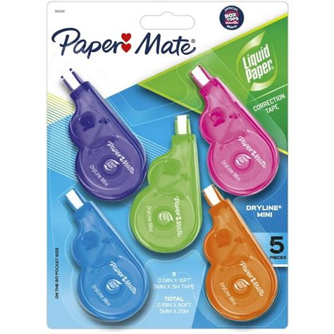 Paper Mate Pap5032315 Dryline Mini Grip Correction Tape 5 Pack