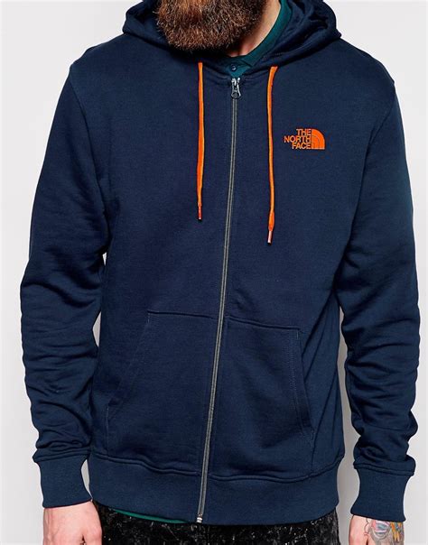The North Face Hoodie With Zip Up In Blue For Men Lyst