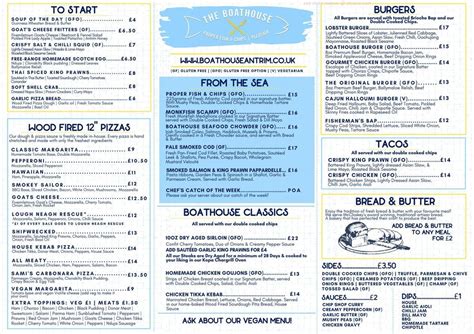 Online Menu Of The Boathouse Restaurant Antrim United Kingdom Bt41