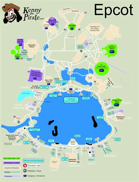 Epcot Character Locations Map Kennythepirate S Unofficial Guide To Disney World