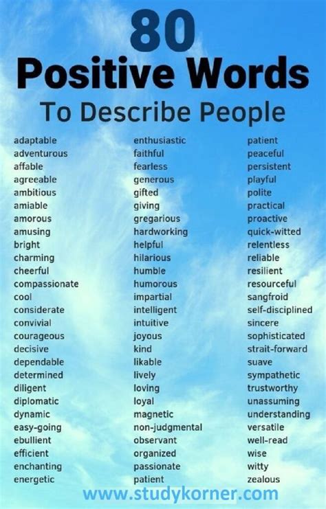Positive Words To Describe Someone Studypk