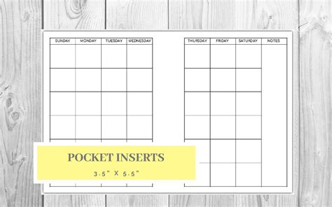 Pocket Rings Monthly Planner Blank Calendar Printable Planner