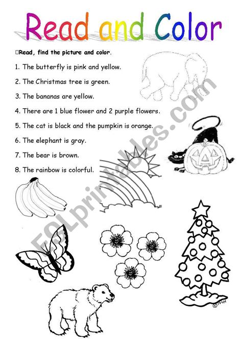 Read And Color A Way Kids Like To Learn Esl Worksheet By Fairladyariel
