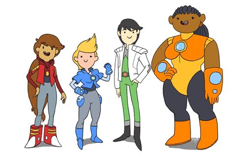An Animated Group Of People Standing Next To Each Other