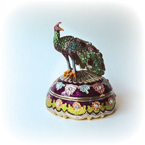 Peacock Trinket Box And Peacock Ring Holders Jewelry