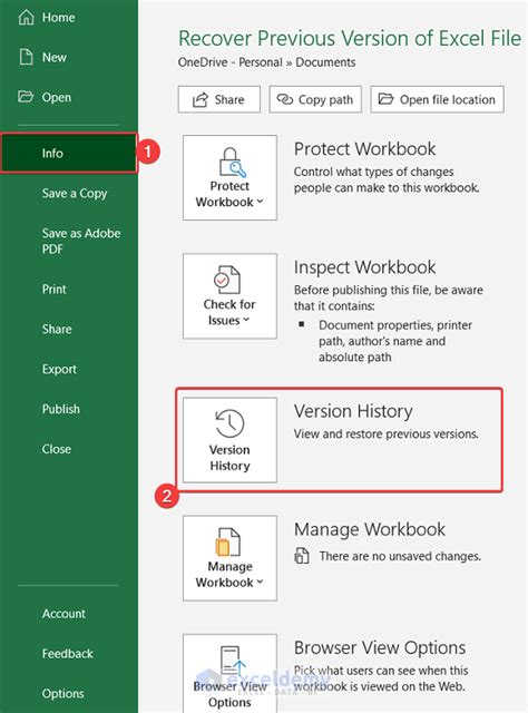 How To Recover Previous Version Of Excel File 4 Easy Ways Exceldemy